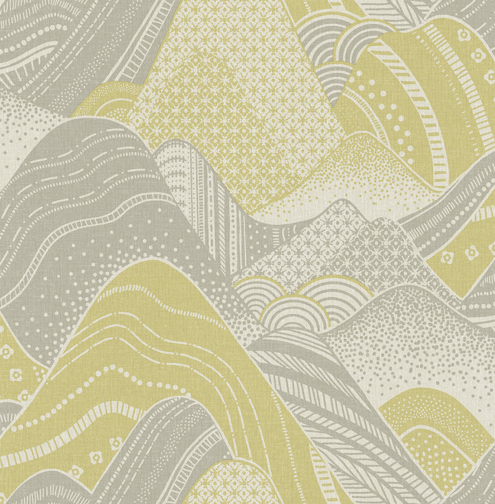 Meru Chartreuse Mountain Wallpaper by A-Street Prints Mistral Covers about 56.4 square feet 20.5-in by 33-ft long roll Unpasted 10.4 - Fabric Carolina -