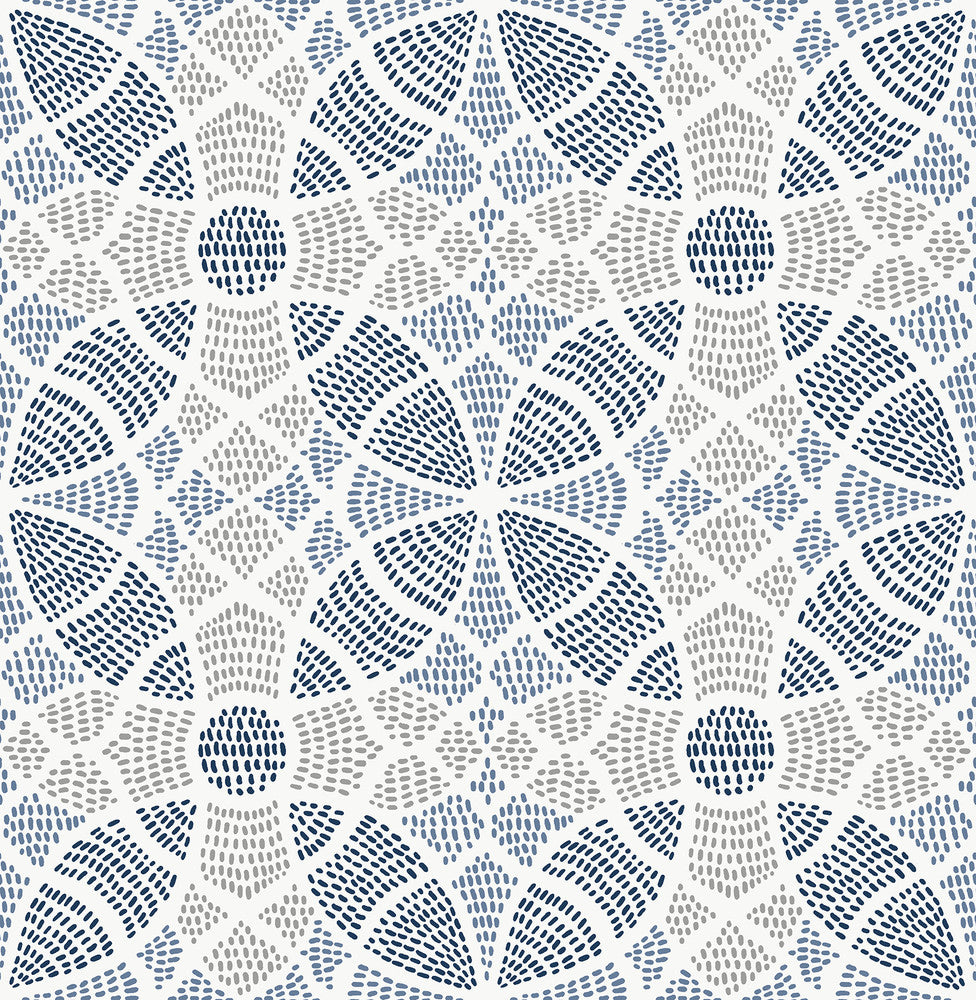 Zazen Blue Geometric Wallpaper by A-Street Prints Mistral Covers about 56.4 square feet 20.5-in by 33-ft long roll Unpasted 10.4 - Fabric Carolina -