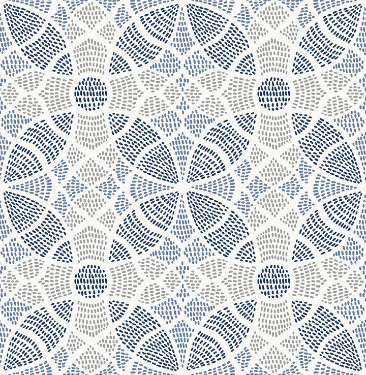 Zazen Blue Geometric Wallpaper by A-Street Prints Mistral Covers about 56.4 square feet 20.5-in by 33-ft long roll Unpasted 10.4 - Fabric Carolina -