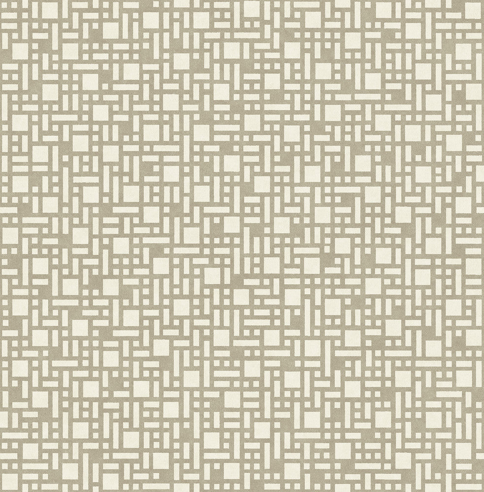 Bento Taupe Geometric Wallpaper by A-Street Prints Mistral Covers about 56.4 square feet 20.5-in by 33-ft long roll Unpasted 10.4 - Fabric Carolina -