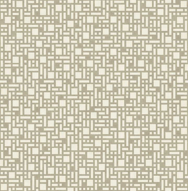 Bento Taupe Geometric Wallpaper by A-Street Prints Mistral Covers about 56.4 square feet 20.5-in by 33-ft long roll Unpasted 10.4 - Fabric Carolina -