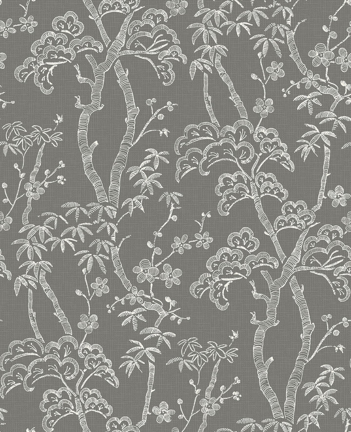 Bonsai Grey Tree Wallpaper by A-Street Prints Mistral Covers about 56.4 square feet 20.5-in by 33-ft long roll Unpasted 25.2 - Fabric Carolina -