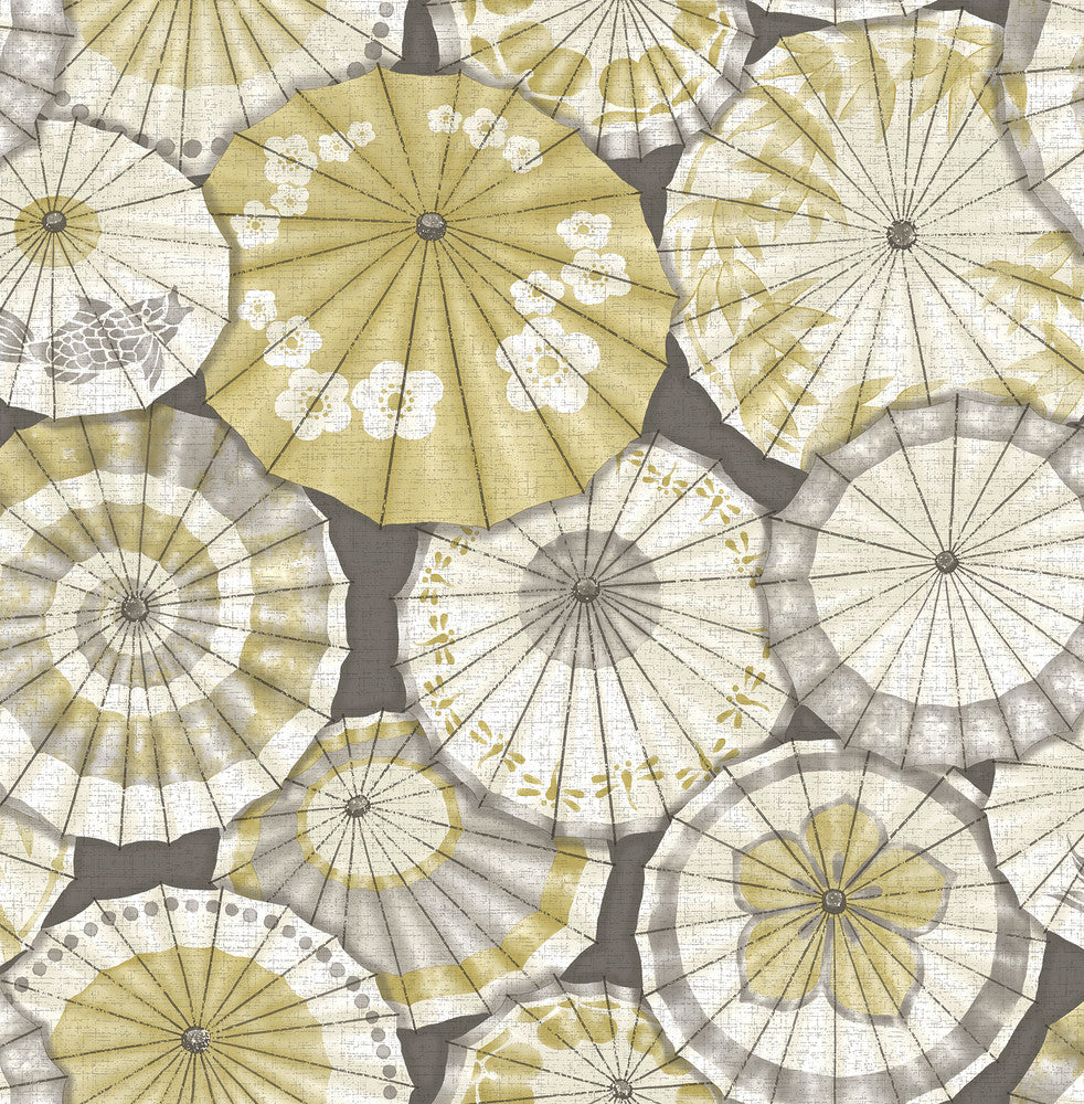 Mikado Ochre Parasol Wallpaper by A-Street Prints Mistral Covers about 56.4 square feet 20.5-in by 33-ft long roll Unpasted 10.4 - Fabric Carolina -