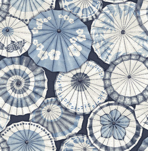 Mikado Blue Parasol Wallpaper by A-Street Prints