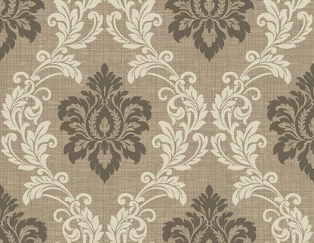Adela Light Brown Twill Damask Wallpaper by Kenneth James GeoTex Covers about 60.8 square feet 27-in by 27-ft long roll Unpasted 20.9 - Fabric Carolina -