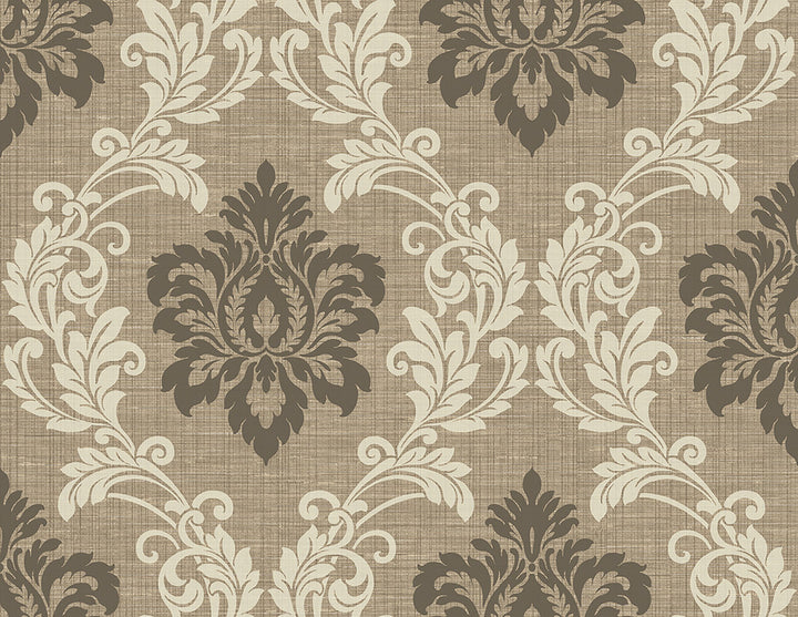 Adela Light Brown Twill Damask Wallpaper by Kenneth James GeoTex Covers about 60.8 square feet 27-in by 27-ft long roll Unpasted 20.9 - Fabric Carolina -