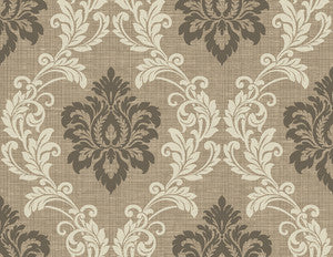 Adela Light Brown Twill Damask Wallpaper by Kenneth James