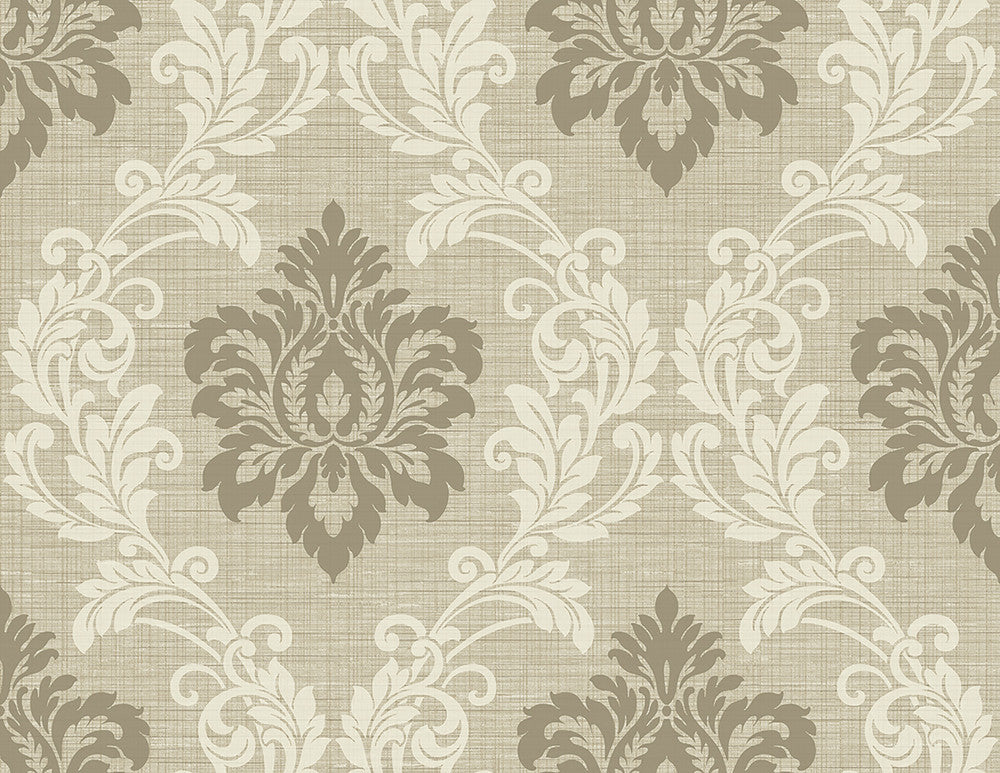 Adela Neutral Twill Damask Wallpaper by Kenneth James GeoTex Covers about 60.8 square feet 27-in by 27-ft long roll Unpasted 20.9 - Fabric Carolina -