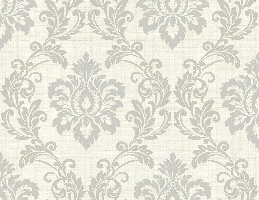 Adela Ivory Twill Damask Wallpaper by Kenneth James GeoTex Covers about 60.8 square feet 27-in by 27-ft long roll Unpasted 20.9 - Fabric Carolina -