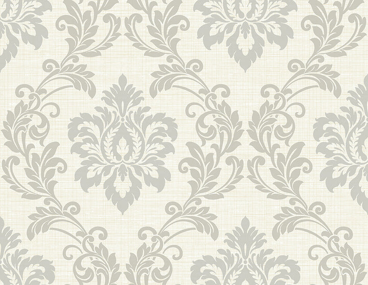 Adela Ivory Twill Damask Wallpaper by Kenneth James GeoTex Covers about 60.8 square feet 27-in by 27-ft long roll Unpasted 20.9 - Fabric Carolina -