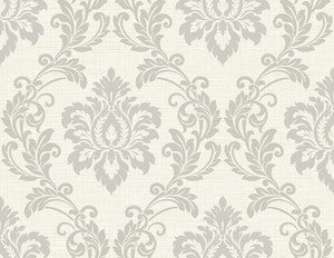Adela Ivory Twill Damask Wallpaper by Kenneth James