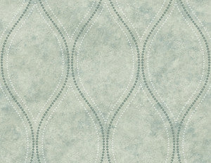 Eira Seafoam Marble Ogee Wallpaper by Kenneth James