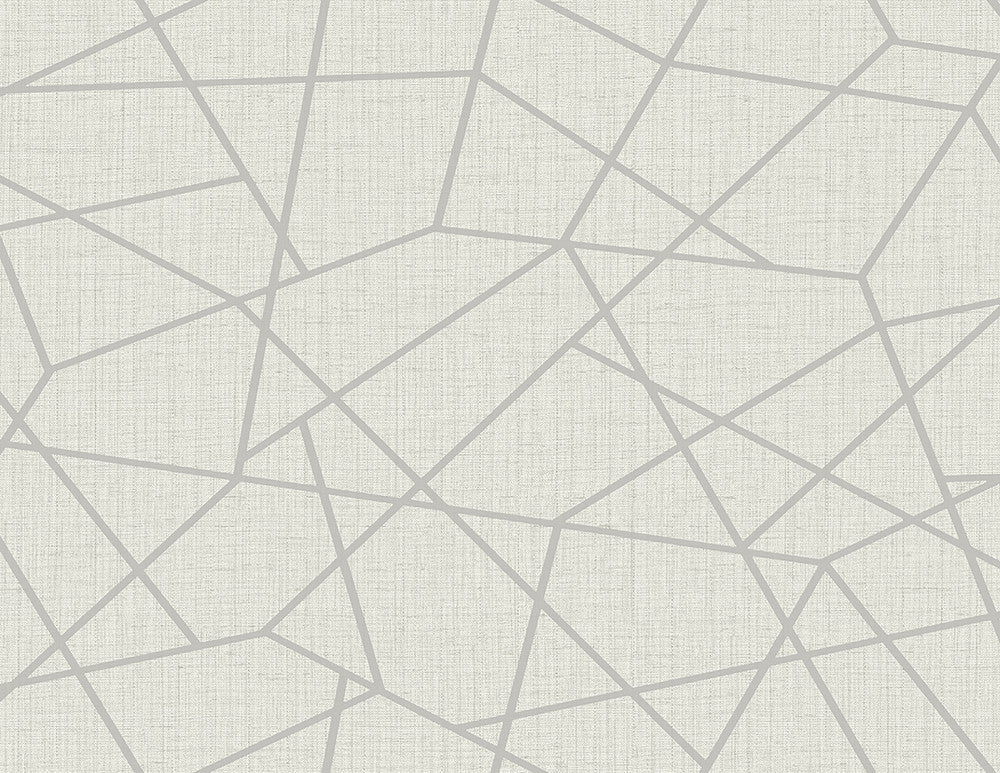 Heath Silver Geometric Linen Wallpaper by Kenneth James GeoTex Covers about 60.8 square feet 27-in by 27-ft long roll Unpasted 20.9 - Fabric Carolina -