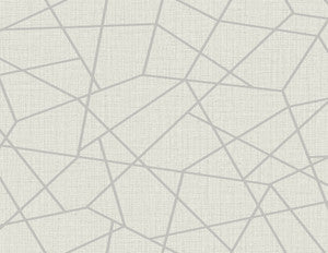 Heath Silver Geometric Linen Wallpaper by Kenneth James