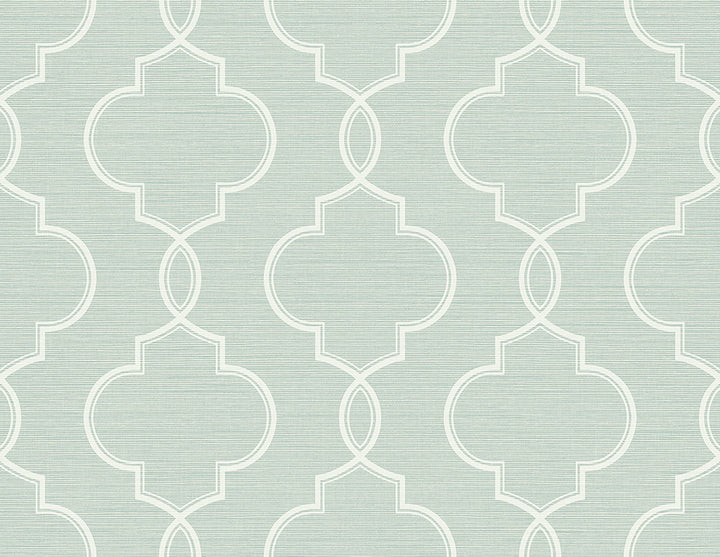 Malo Aqua Sisal Ogee Wallpaper by Kenneth James GeoTex Covers about 60.8 square feet 27-in by 27-ft long roll Unpasted 10.4 - Fabric Carolina -