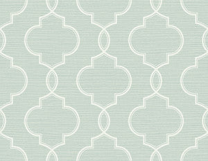Malo Aqua Sisal Ogee Wallpaper by Kenneth James