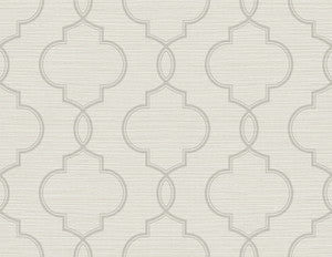 Malo Light Grey Sisal Ogee Wallpaper by Kenneth James