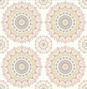 Priya Blush Medallion Wallpaper by Brewster