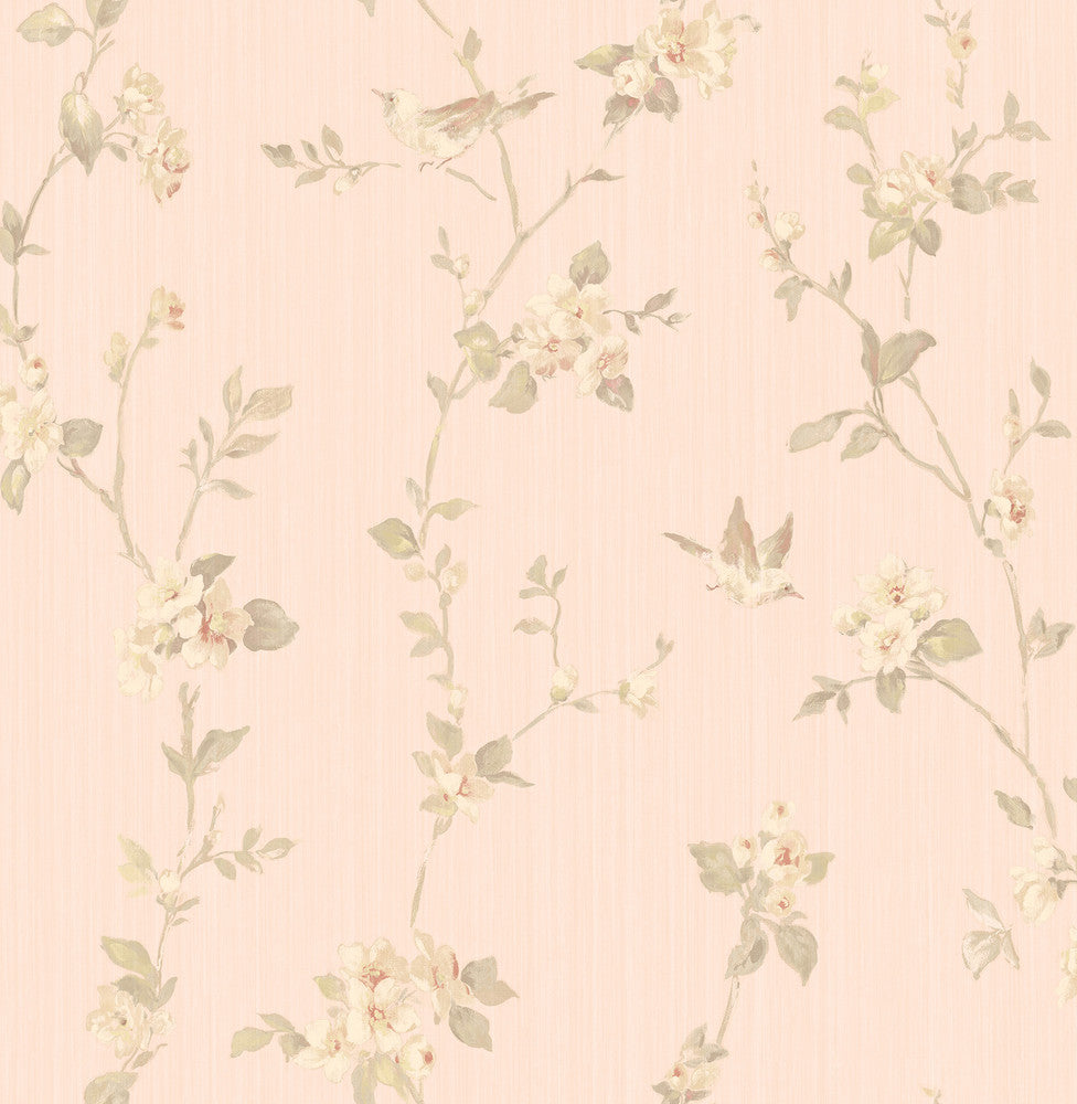 Jacqueline Rose Floral Scroll Wallpaper by Brewster Kitchen & Bath Essentials Covers about 56.4 square feet 20.5-in by 33-ft long roll Unpasted 10.5 - Fabric Carolina -