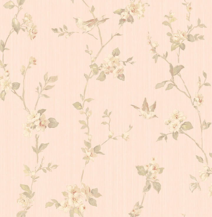 Jacqueline Rose Floral Scroll Wallpaper by Brewster Kitchen & Bath Essentials Covers about 56.4 square feet 20.5-in by 33-ft long roll Unpasted 10.5 - Fabric Carolina -