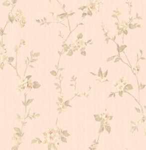 Jacqueline Rose Floral Scroll Wallpaper by Brewster