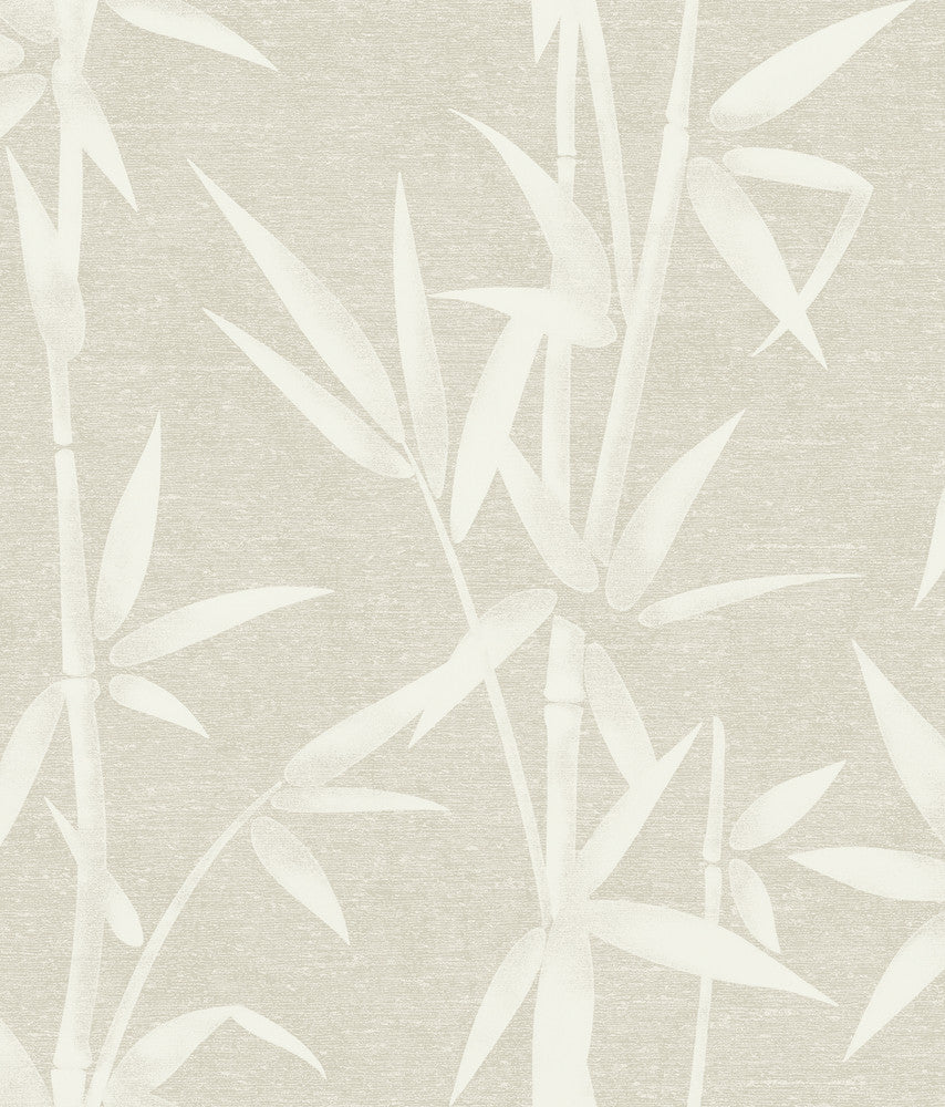 Catasetum Champagne Bamboo Wallpaper by Brewster Kitchen & Bath Essentials Covers about 56.4 square feet 20.5-in by 33-ft long roll Unpasted 24 - Fabric Carolina -