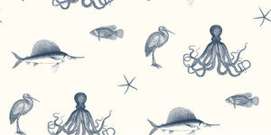 Ventura Navy Sea Creature Wallpaper by Brewster