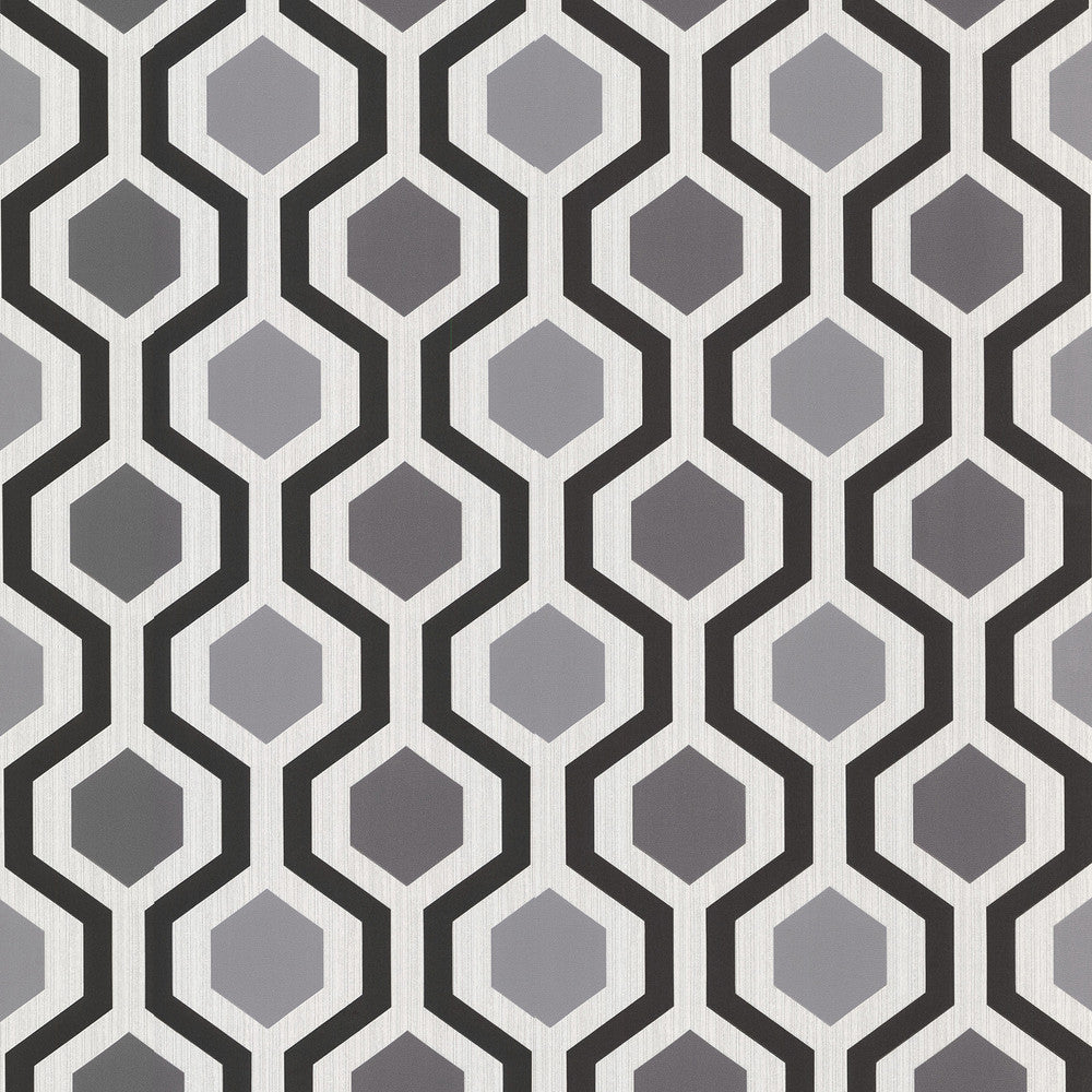 Kelso Black Geometric Wallpaper by Brewster Kitchen & Bath Essentials Covers about 56.4 square feet 20.5-in by 33-ft long roll Unpasted 5.22 - Fabric Carolina -