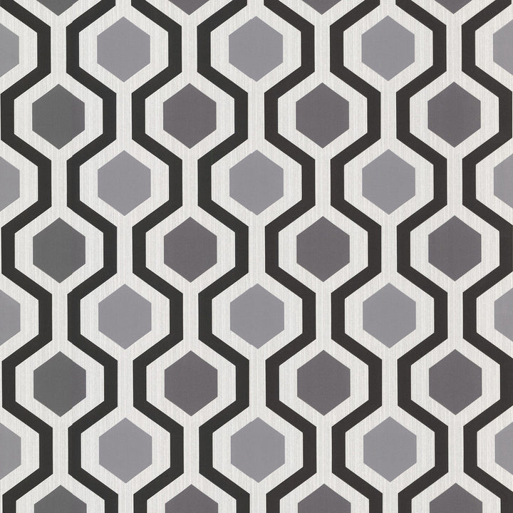 Kelso Black Geometric Wallpaper by Brewster Kitchen & Bath Essentials Covers about 56.4 square feet 20.5-in by 33-ft long roll Unpasted 5.22 - Fabric Carolina -