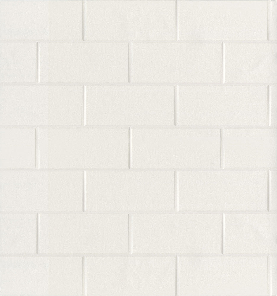 Barclays White Paintable Tile Wallpaper by Brewster Kitchen & Bath Essentials Covers about 56.4 square feet 20.5-in by 33-ft long roll Prepasted 6.3 - Fabric Carolina -