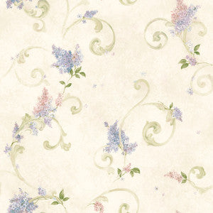 Celandine Cream Floral Scroll Wallpaper by Brewster