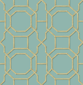 Rumi Turquoise Trellis Wallpaper by Brewster