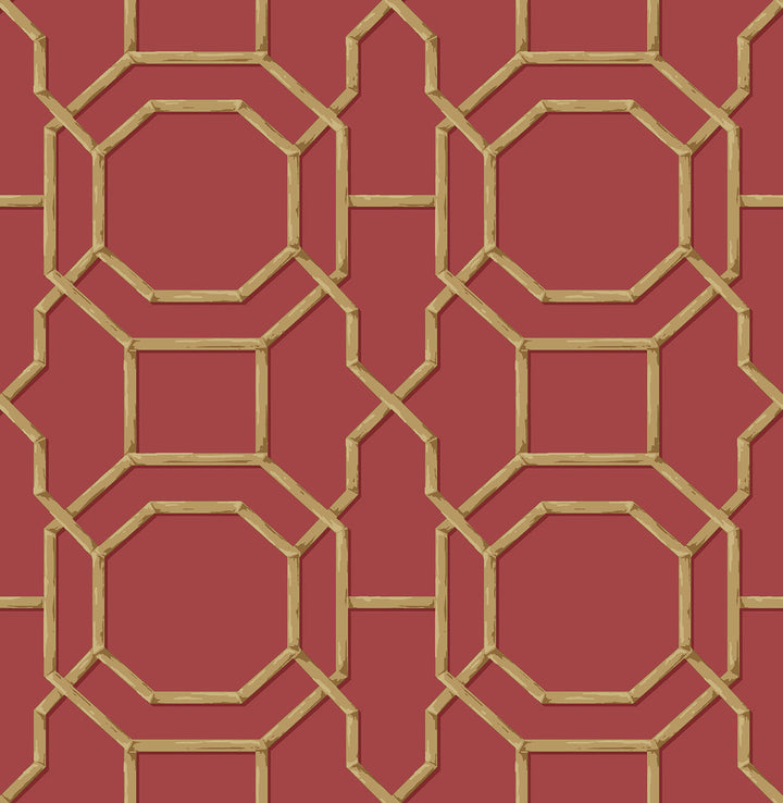 Rumi Red Trellis Wallpaper by Brewster Kitchen & Bath Essentials Covers about 56.4 square feet 20.5-in by 33-ft long roll Unpasted 10.4 - Fabric Carolina -