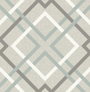 Tuvalu Taupe Plaid Wallpaper by Brewster