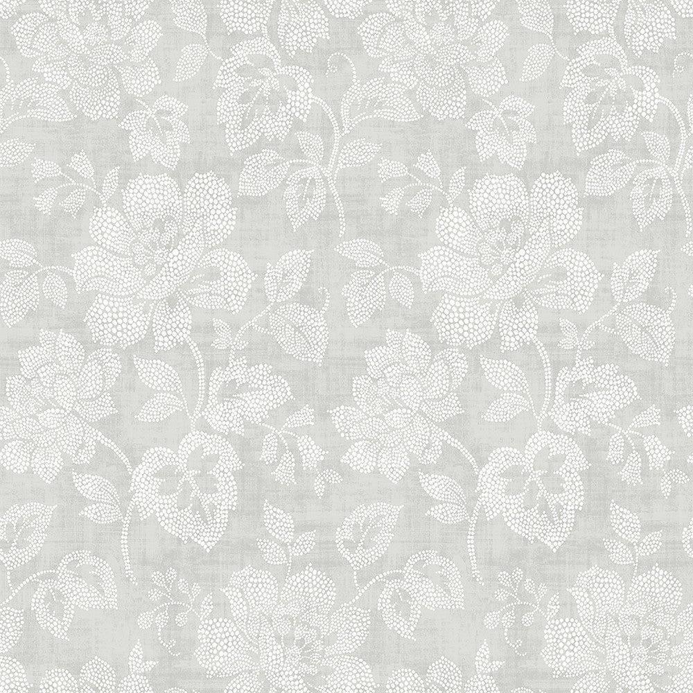 Tansy Light Grey Floral Scroll Wallpaper by Brewster Kitchen & Bath Essentials Covers about 56.4 square feet 20.5-in by 33-ft long roll Unpasted 20.5 - Fabric Carolina -