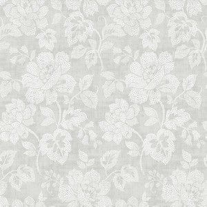 Tansy Light Grey Floral Scroll Wallpaper by Brewster
