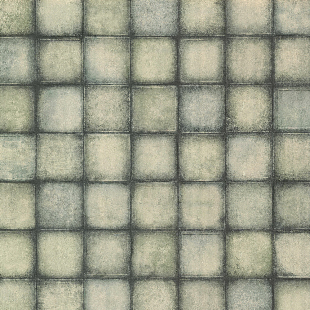 Soucy Teal Tiles Wallpaper by Brewster Kitchen & Bath Essentials Covers about 56.4 square feet 20.5-in by 33-ft long roll Unpasted 20.9 - Fabric Carolina -