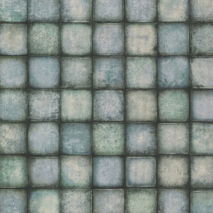 Soucy Blue Tiles Wallpaper by Brewster Kitchen & Bath Essentials Covers about 56.4 square feet 20.5-in by 33-ft long roll Unpasted 20.9 - Fabric Carolina -