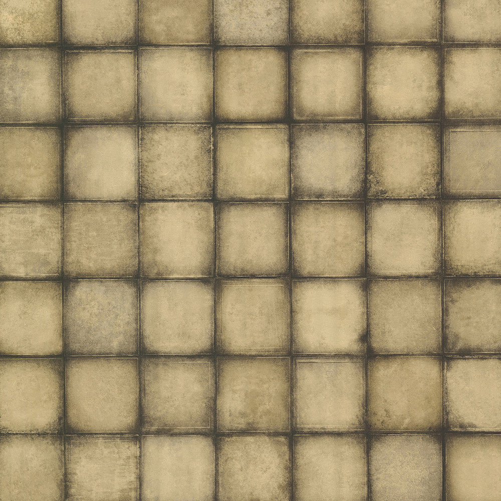 Soucy Gold Tiles Wallpaper by Brewster Kitchen & Bath Essentials Covers about 56.4 square feet 20.5-in by 33-ft long roll Unpasted 20.9 - Fabric Carolina -