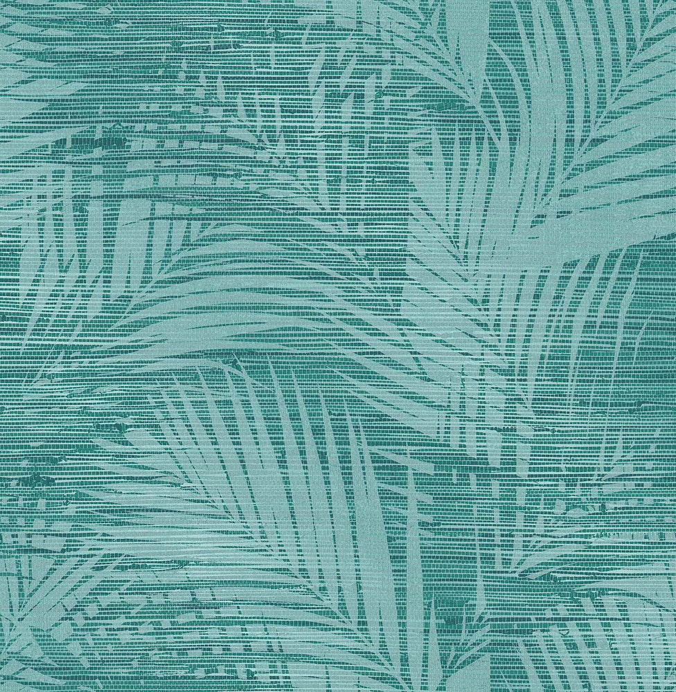 Motmot Turquoise Palm Wallpaper by Brewster Kitchen & Bath Essentials Covers about 56.4 square feet 20.5-in by 33-ft long roll Unpasted 20.9 - Fabric Carolina -
