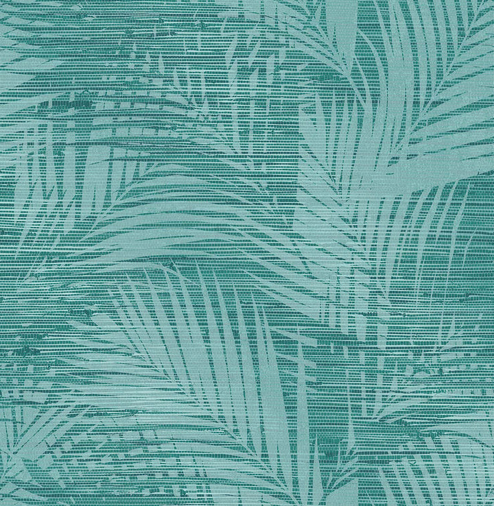 Motmot Turquoise Palm Wallpaper by Brewster Kitchen & Bath Essentials Covers about 56.4 square feet 20.5-in by 33-ft long roll Unpasted 20.9 - Fabric Carolina -