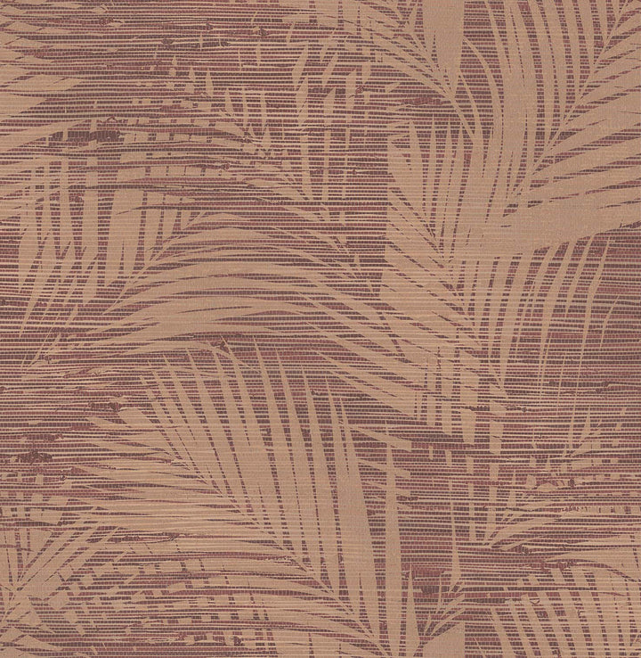 Motmot Burgundy Palm Wallpaper by Brewster Kitchen & Bath Essentials Covers about 56.4 square feet 20.5-in by 33-ft long roll Unpasted 20.9 - Fabric Carolina -