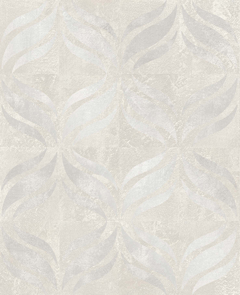 Beallara Light Grey Ogee Wallpaper by Brewster Kitchen & Bath Essentials Covers about 56.4 square feet 20.5-in by 33-ft long roll Unpasted 12.6 - Fabric Carolina -