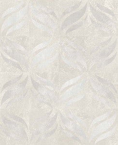 Beallara Light Grey Ogee Wallpaper by Brewster