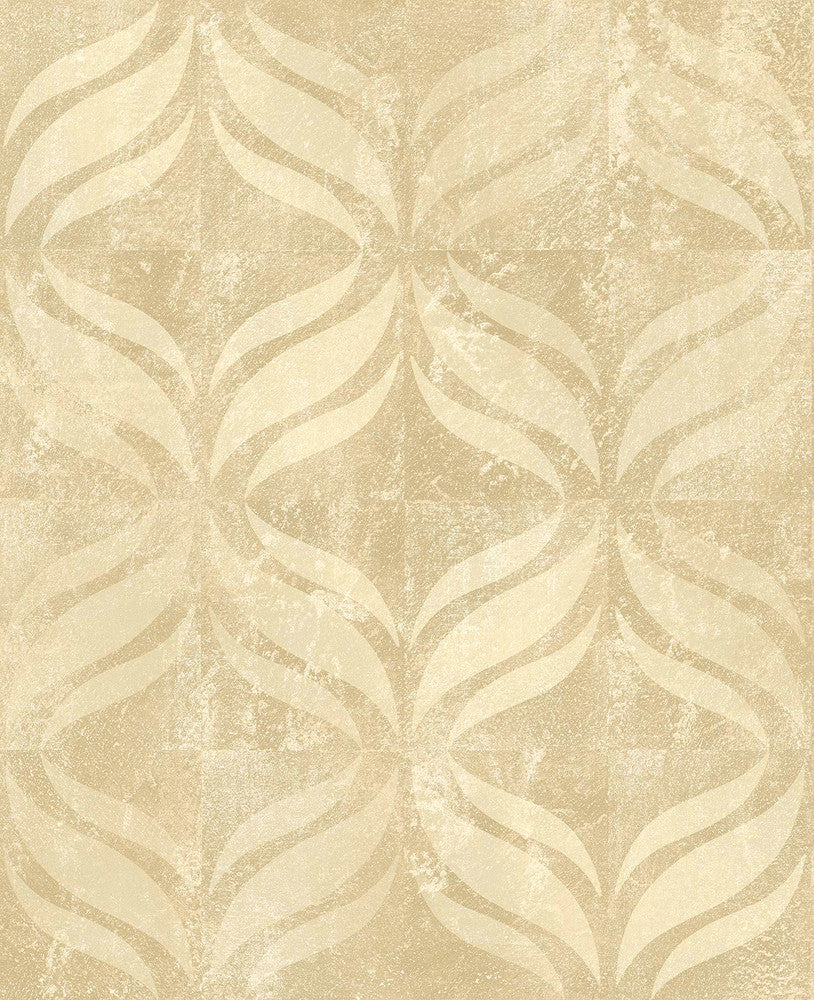 Beallara Gold Ogee Wallpaper by Brewster Kitchen & Bath Essentials Covers about 56.4 square feet 20.5-in by 33-ft long roll Unpasted 12.6 - Fabric Carolina -
