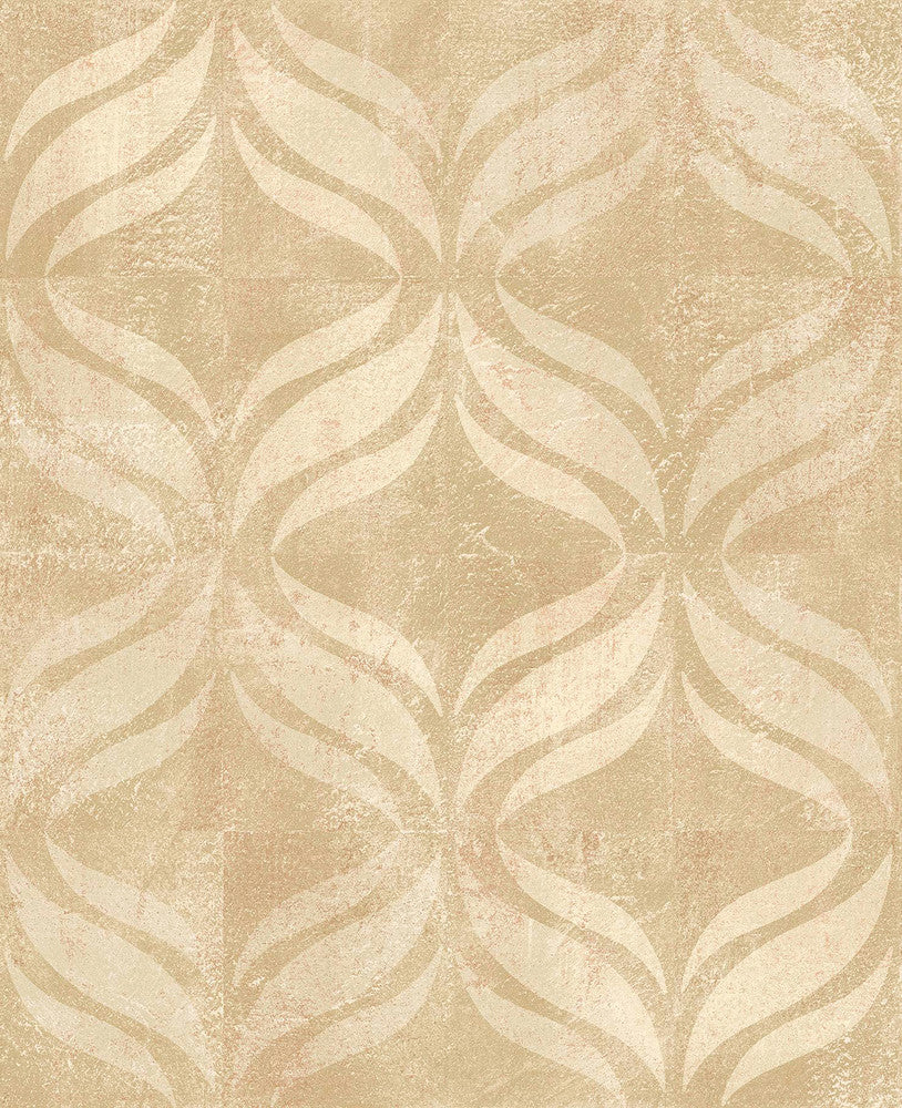 Beallara Beige Ogee Wallpaper by Brewster Kitchen & Bath Essentials Covers about 56.4 square feet 20.5-in by 33-ft long roll Unpasted 12.6 - Fabric Carolina -