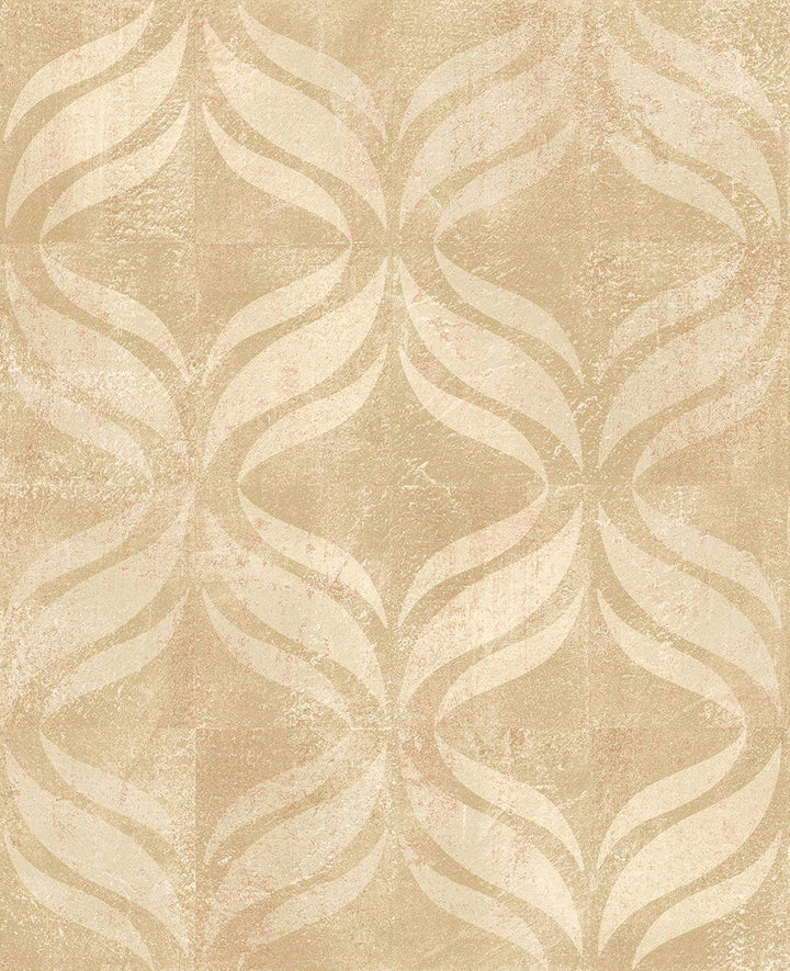 Beallara Beige Ogee Wallpaper by Brewster Kitchen & Bath Essentials Covers about 56.4 square feet 20.5-in by 33-ft long roll Unpasted 12.6 - Fabric Carolina -