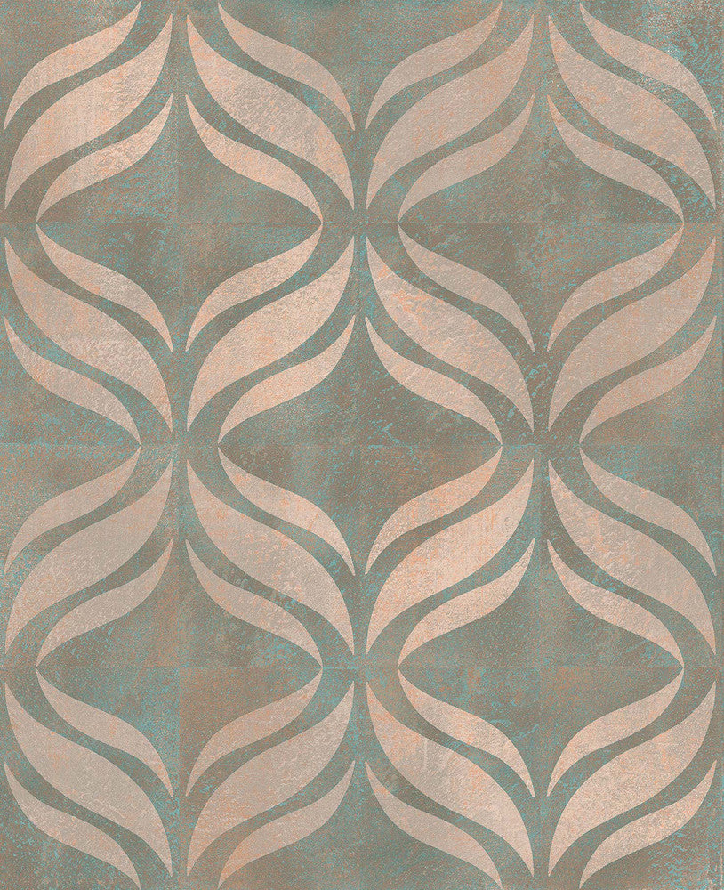 Beallara Blue Ogee Wallpaper by Brewster Kitchen & Bath Essentials Covers about 56.4 square feet 20.5-in by 33-ft long roll Unpasted 12.6 - Fabric Carolina -