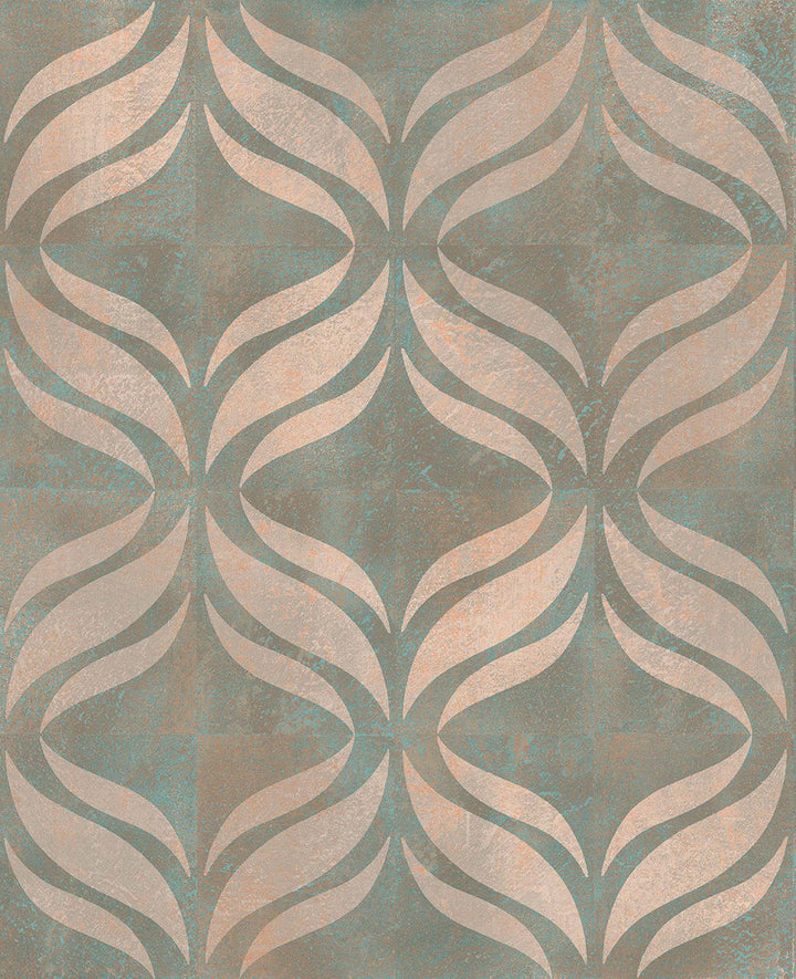 Beallara Blue Ogee Wallpaper by Brewster Kitchen & Bath Essentials Covers about 56.4 square feet 20.5-in by 33-ft long roll Unpasted 12.6 - Fabric Carolina -
