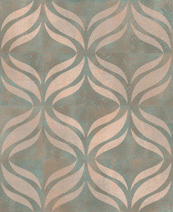 Beallara Blue Ogee Wallpaper by Brewster